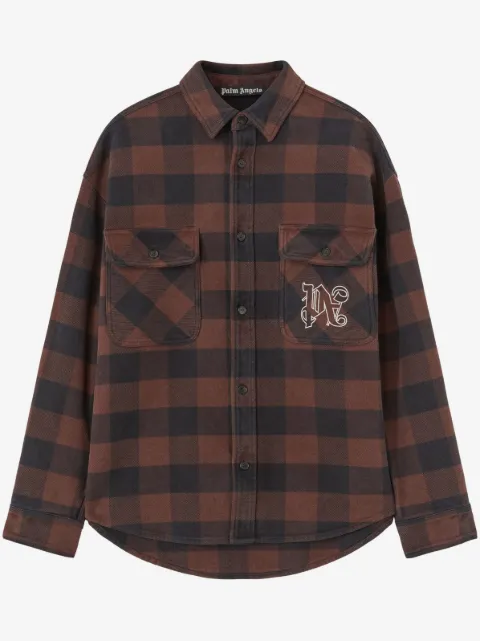 Palm Angels monogram-print checked shirt