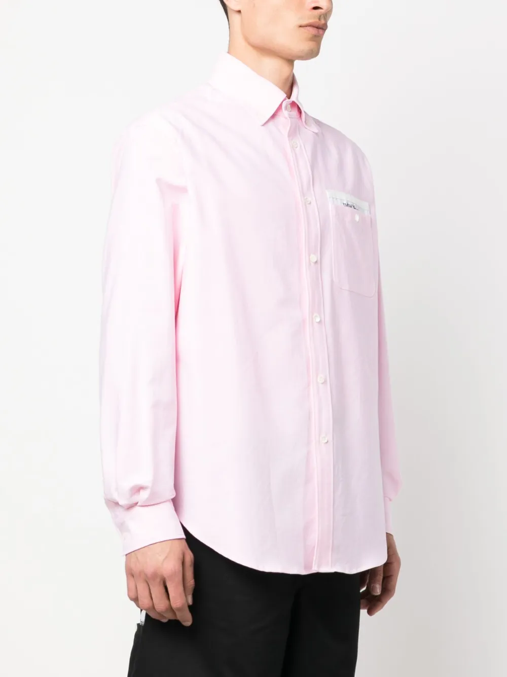 Shop Palm Angels Logo-patch Cotton Shirt In Pink