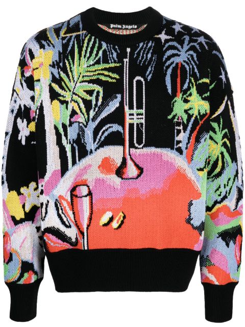 Palm Angels 'Oil On Canvas' jacquard jumper