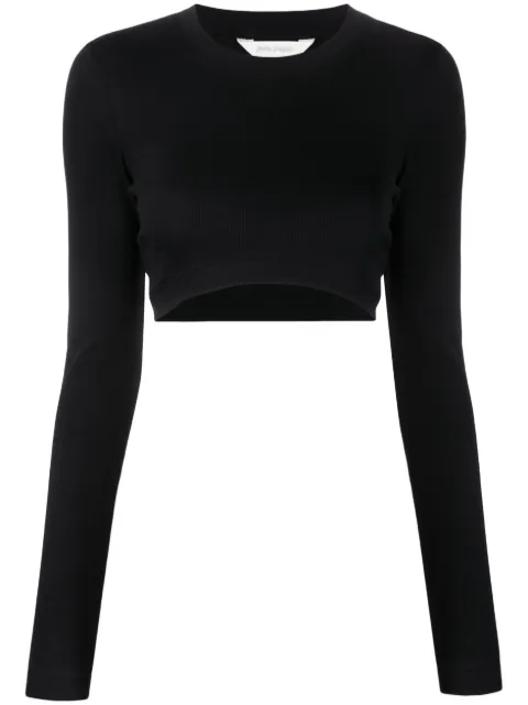 Palm Angels top de tejido fino de canalé corto manga larga