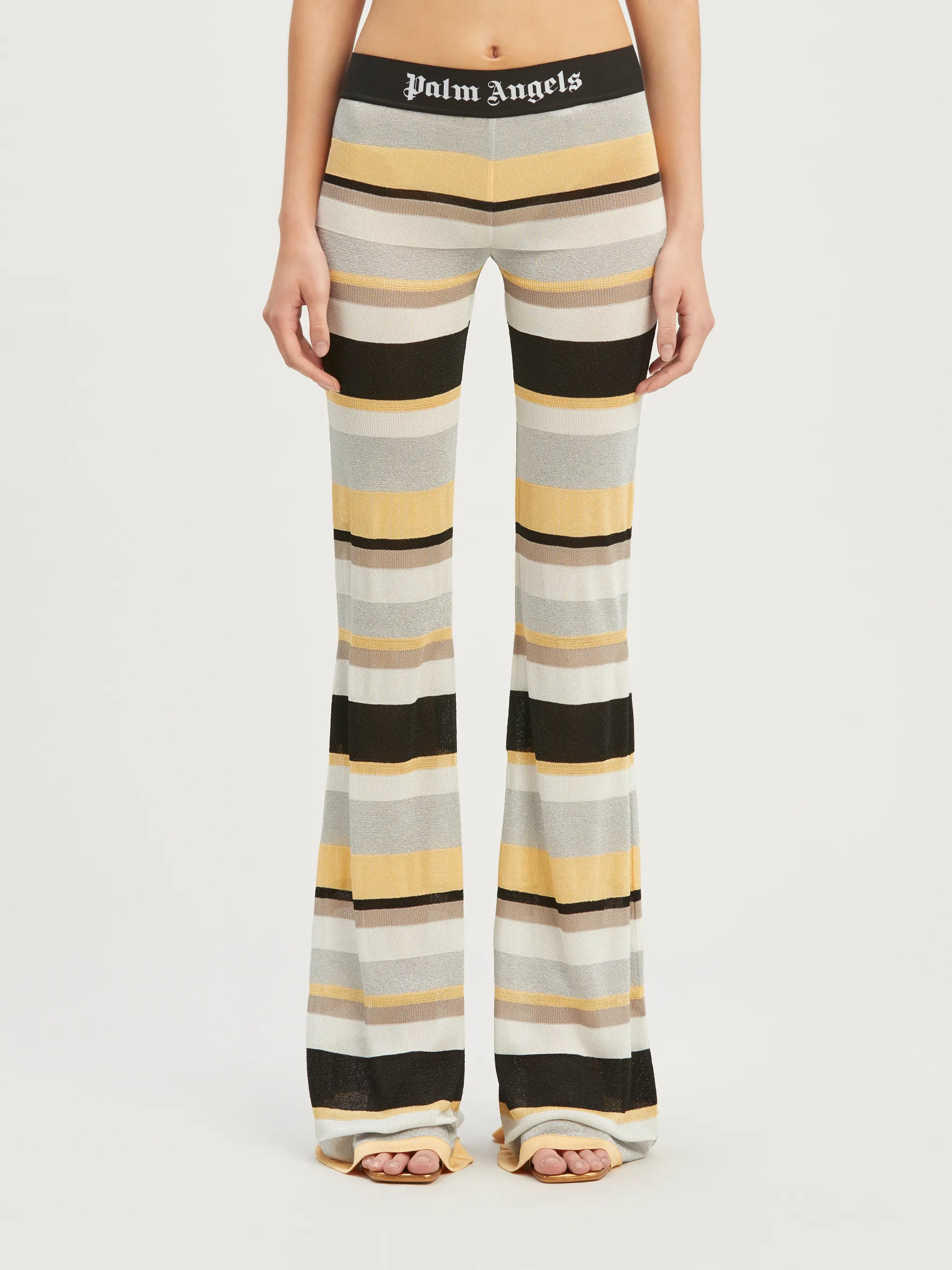 Striped Lurex Knit Logo Pants