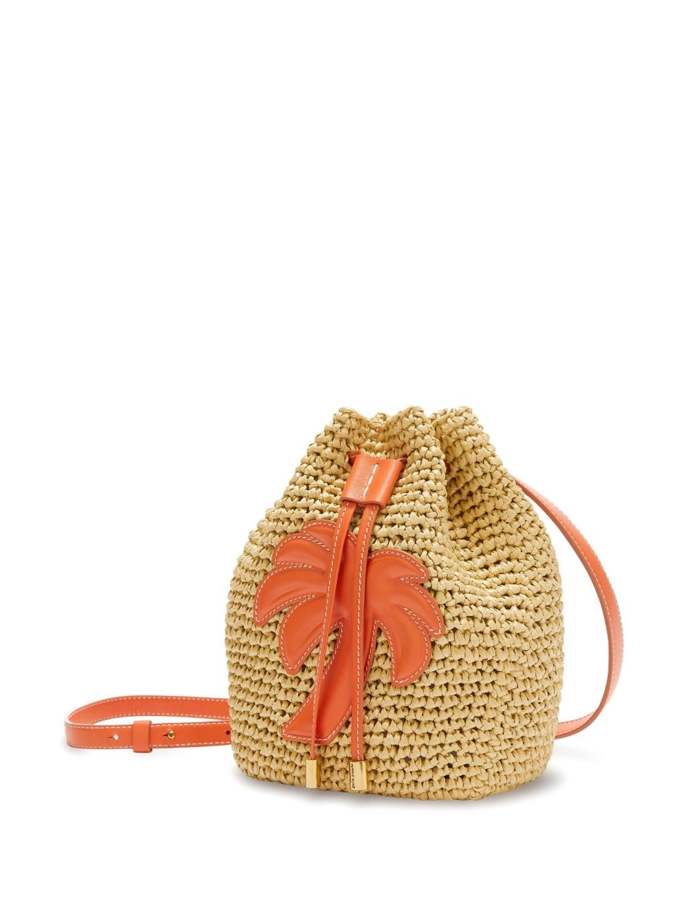 Shop Palm Angels Woven Palm-tree Bucket Bag In Neutrals