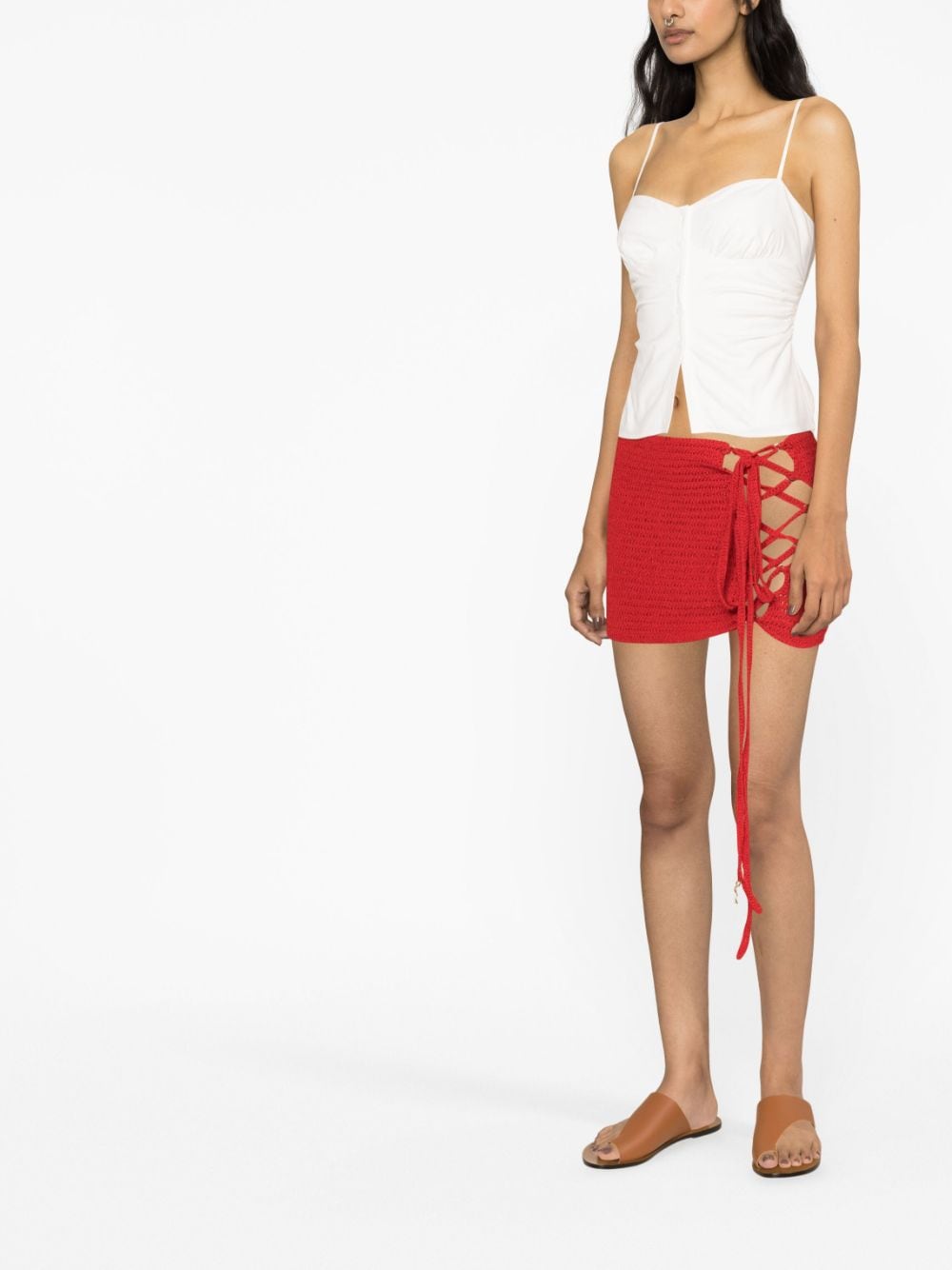 Shop The Mannei Adaja Crochet Miniskirt In Red