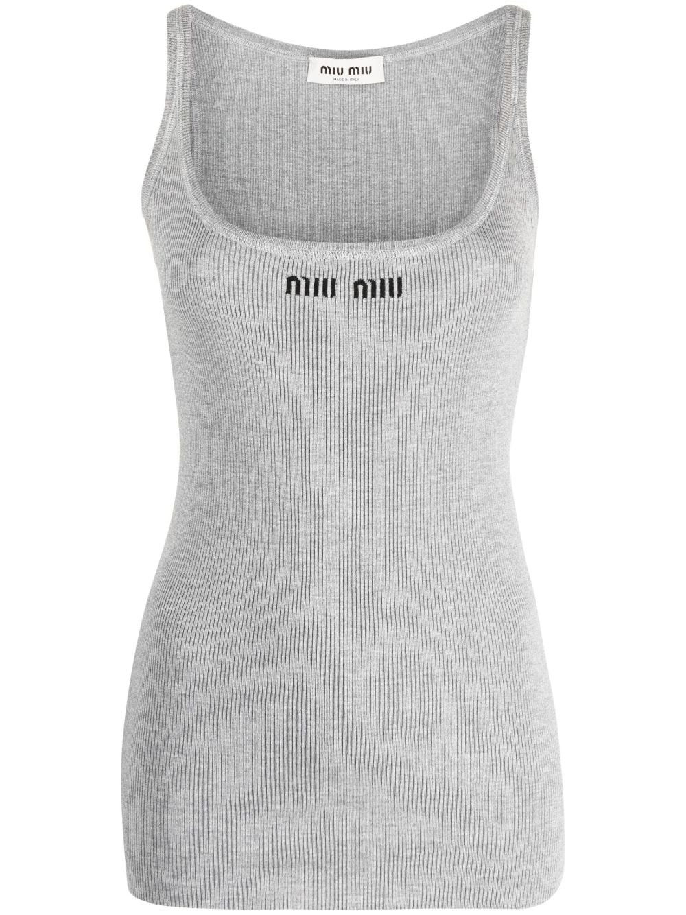 Miu Miu logo-patch ribbed-knit Bra - Farfetch