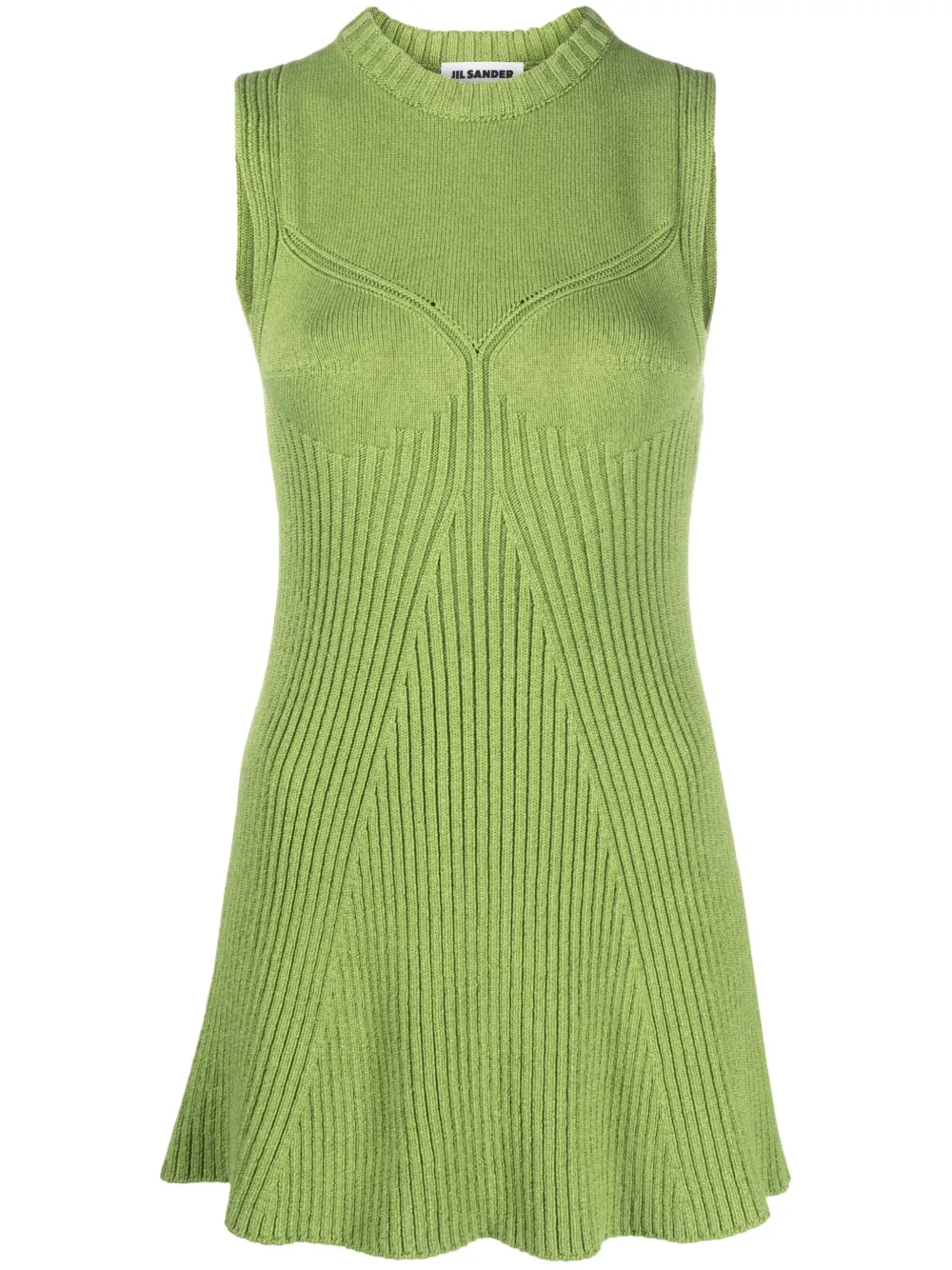 Shop Jil Sander Sleeveless Ribbed-knit Top In Green