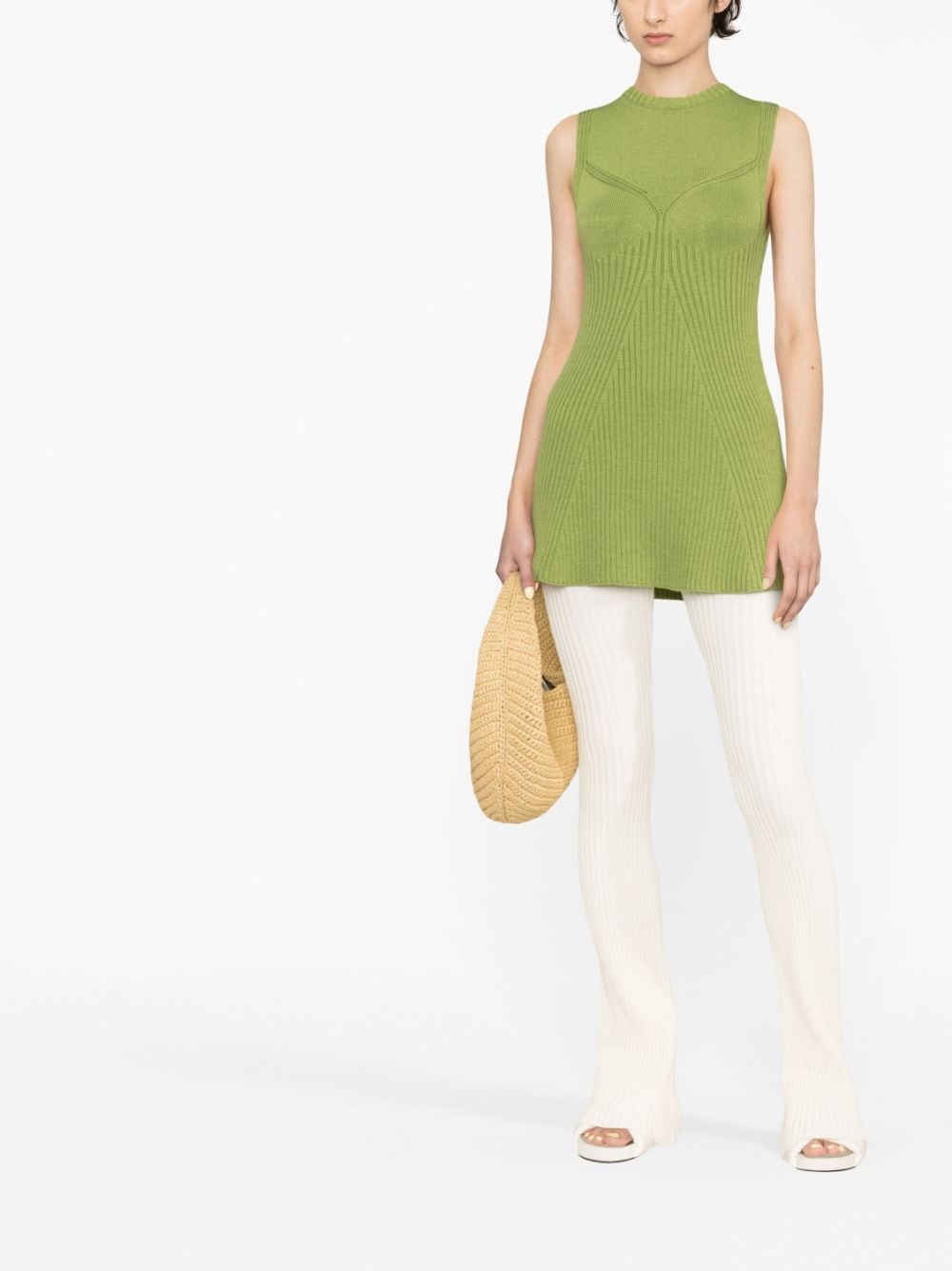 Shop Jil Sander Sleeveless Ribbed-knit Top In Green