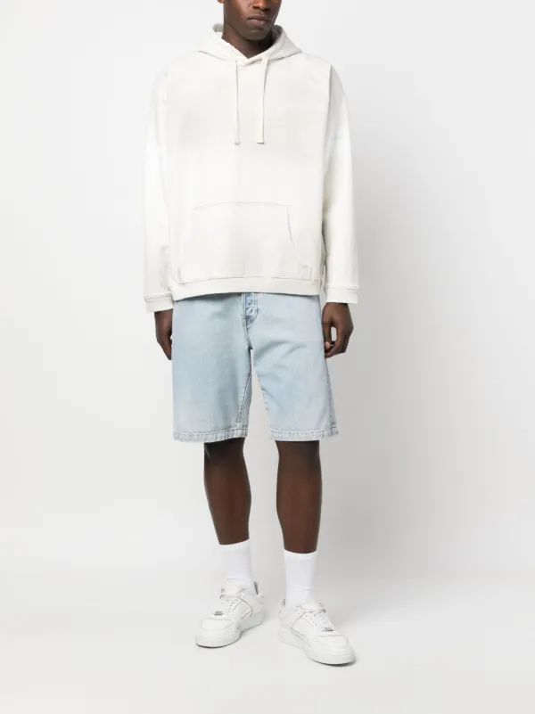 GUESS USA slogan print Striped Hoodie White FARFETCH CA