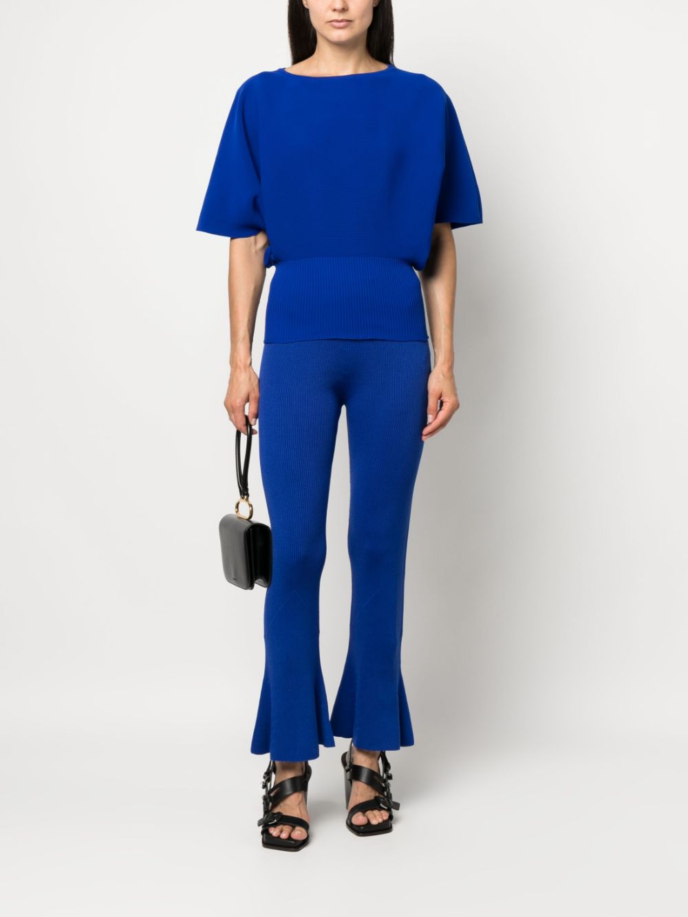 CFCL mid-rise ribbed flared trousers - Blauw