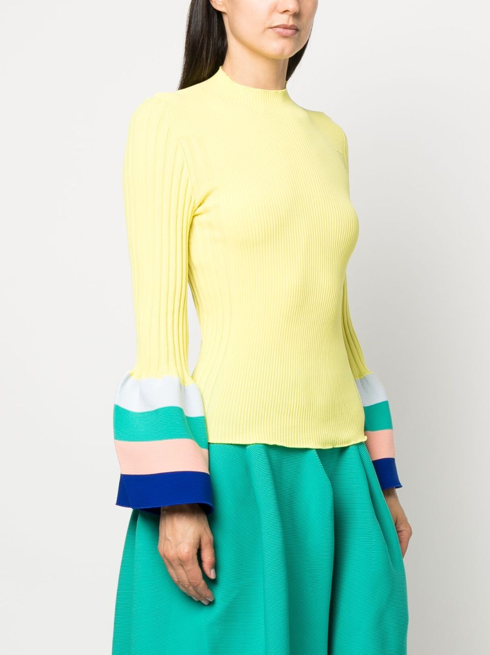 Cfcl Pottery Flared-sleeves Recycled-polyester Top In Yellow