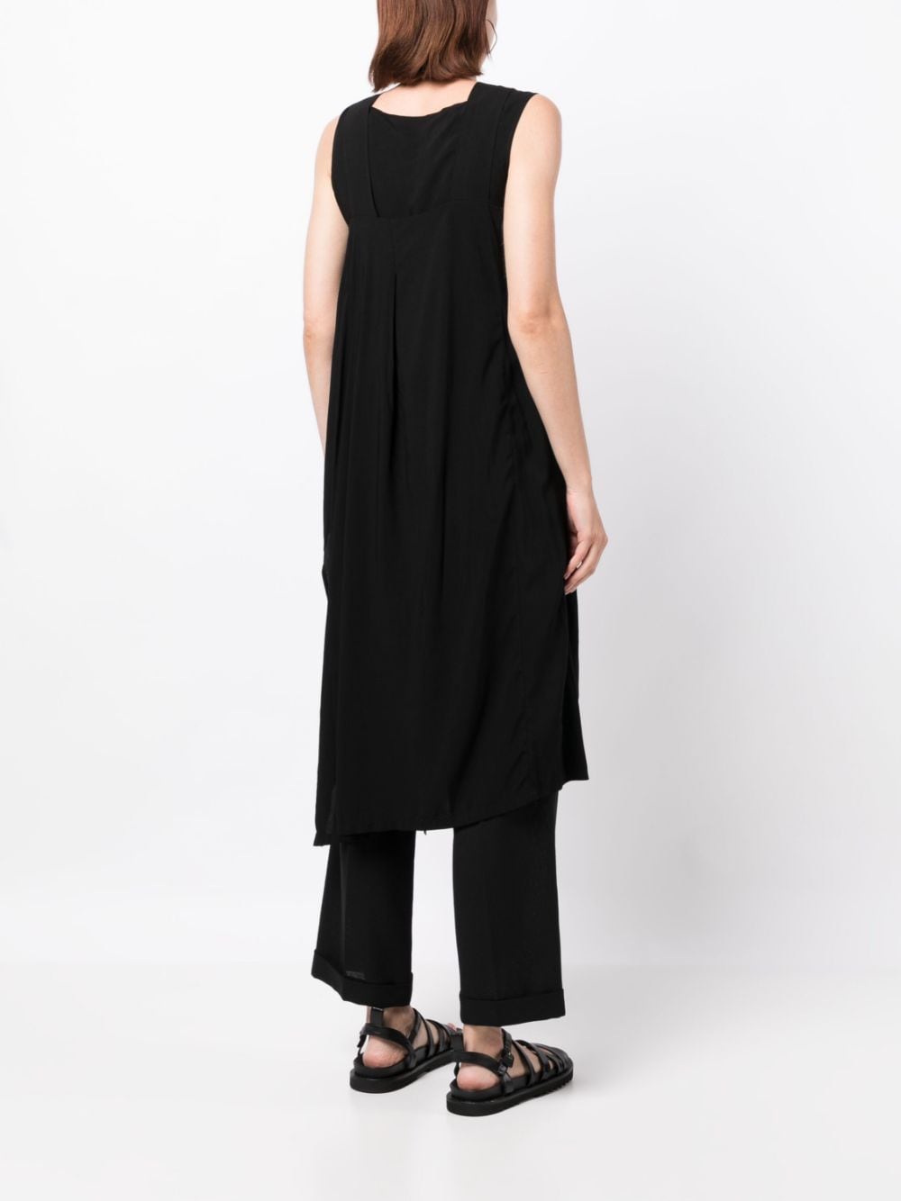 Shop Y's Asymmetric Draped Midi Dress In Black
