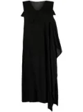 Y's asymmetric draped midi dress - Black