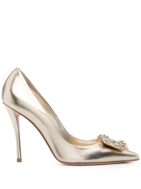 Roger Vivier 100mm flower-strass-buckle pumps