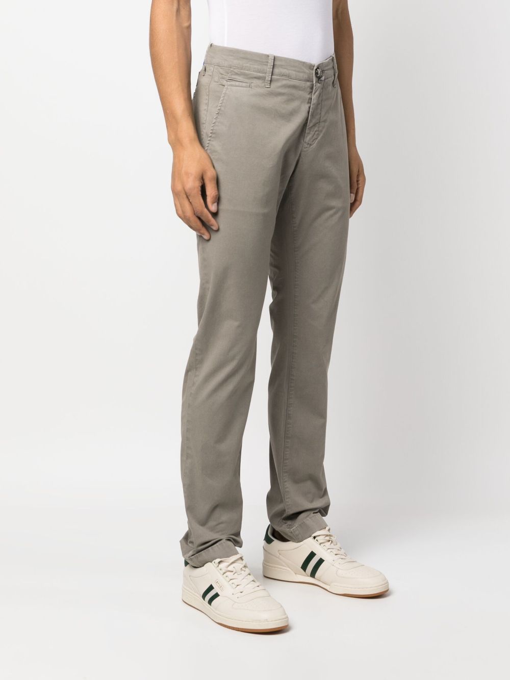 Shop Jacob Cohen Logo-patch Straight-leg Trousers In Neutrals