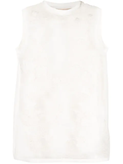 Elie Saab floral-lace appliqué tank top