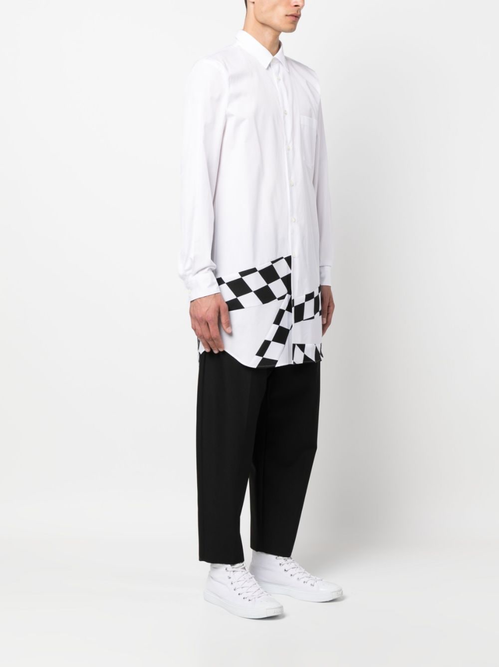 Shop Comme Des Garçons Homme Deux Check-print Panelled Shirt In White