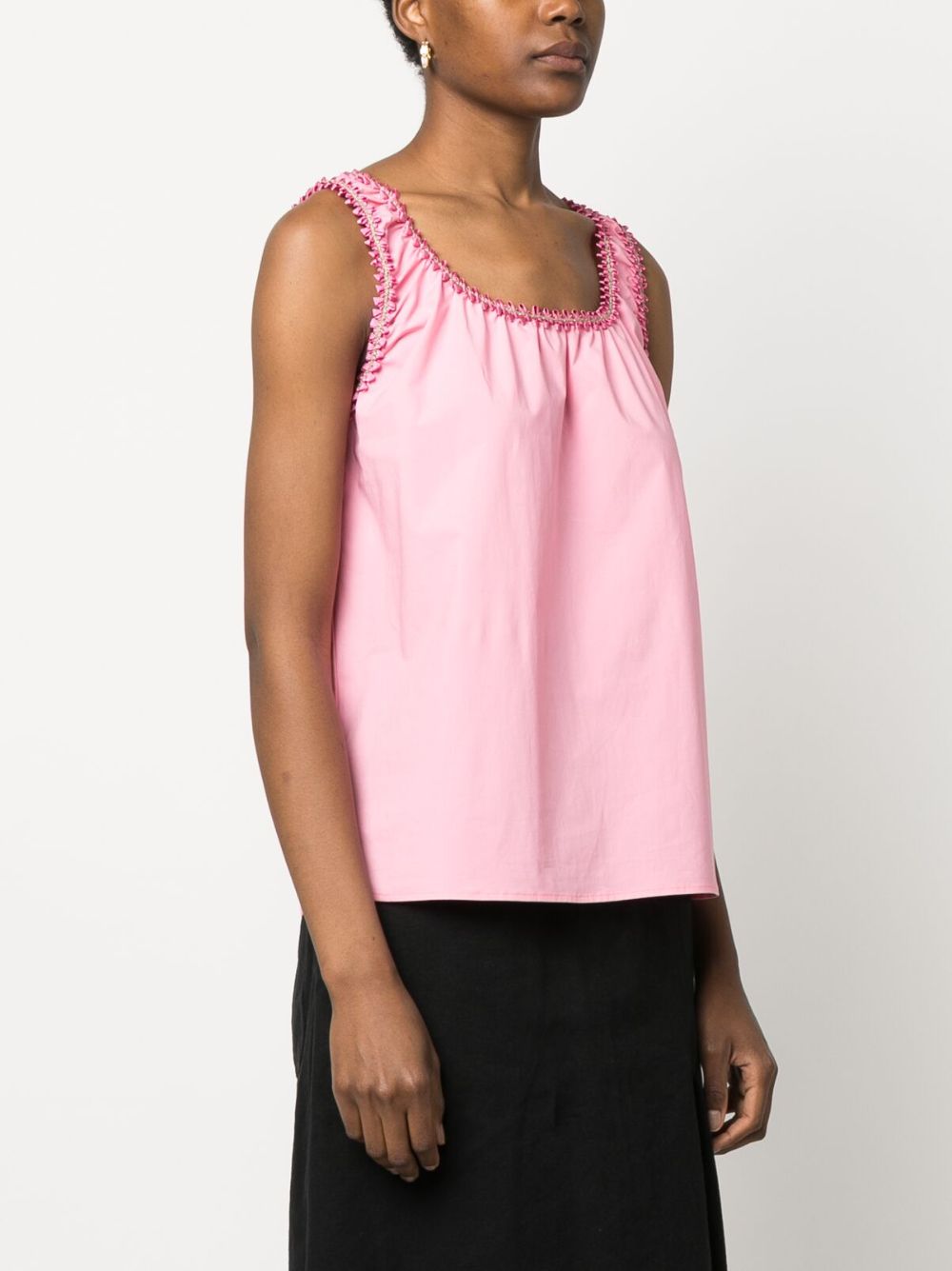 Shop Boutique Moschino Embellished-trim Tank Top In Pink
