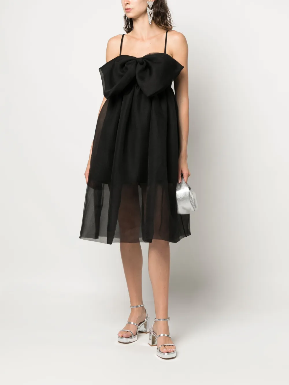 PASKAL oversize-bow empire-line dress - Zwart