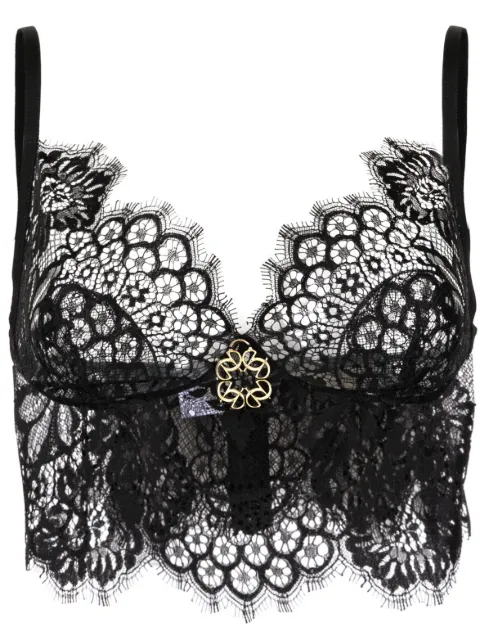 Elie Saab logo-plaque lace tank top