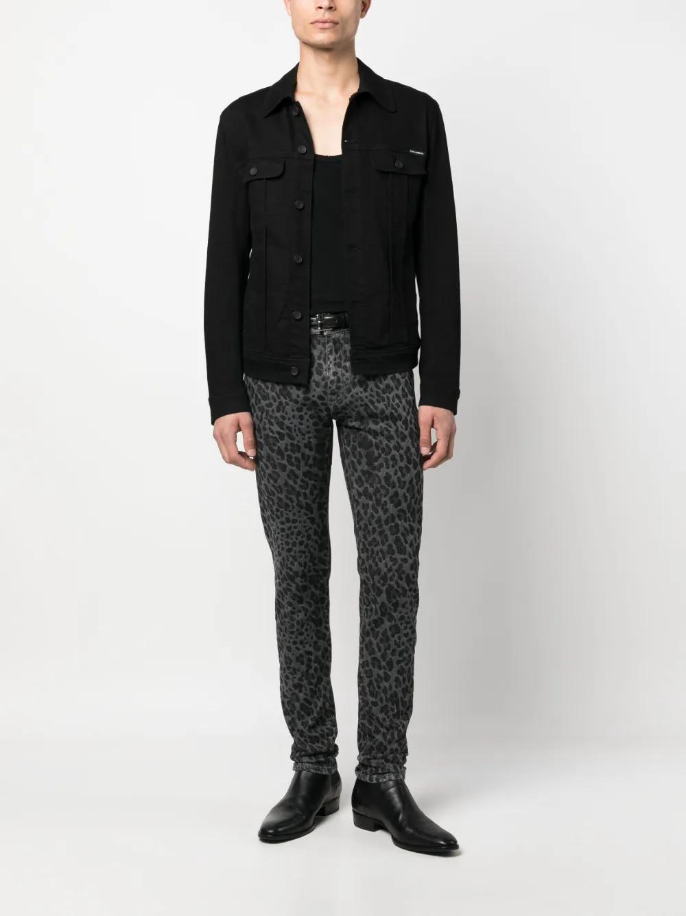 PT Torino leopard-print skinny jeans - Zwart