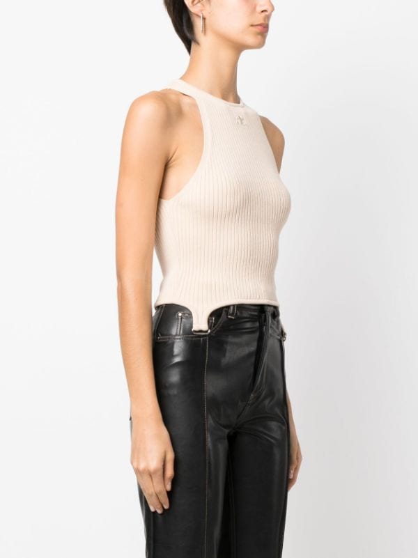 Courrèges logo-embroidered Ribbed Tank Top - Farfetch