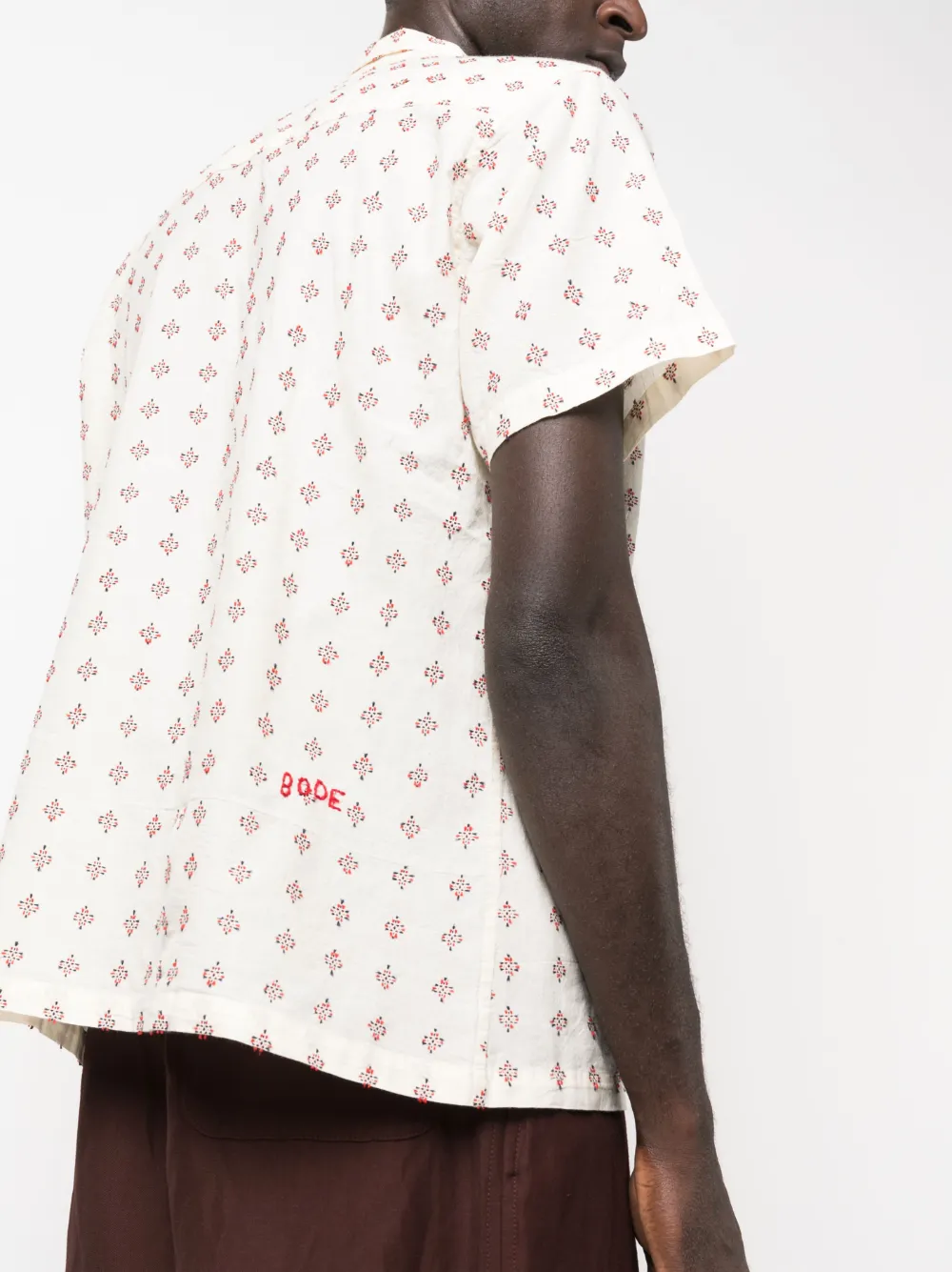 Bode Chrystie Embroidered Cotton Shirt In Neutrals