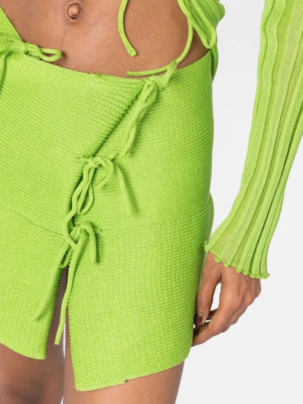 A. ROEGE HOVE Emma tie-embellished Asymmetric Miniskirt | Green