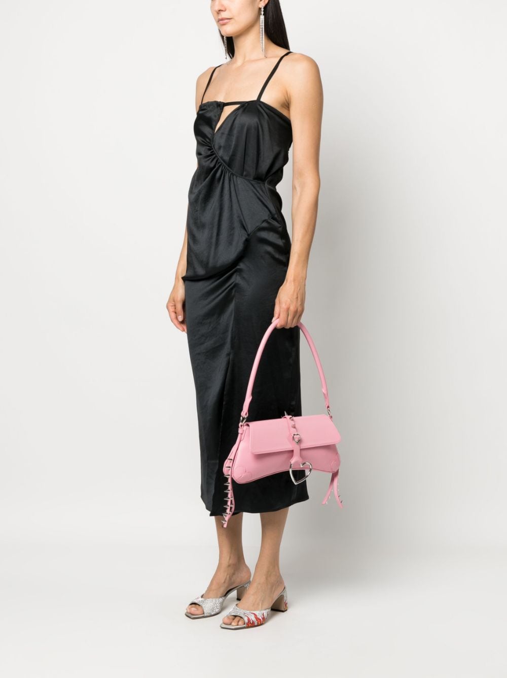 Abra spike-embellished shoulder bag - Roze