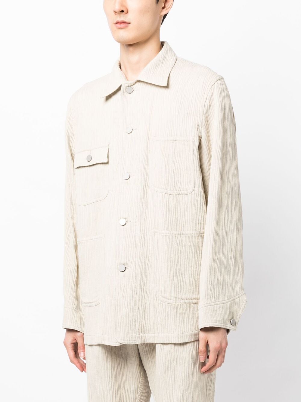 Shop Taakk Textured-effect Shirt Jacket In Neutrals
