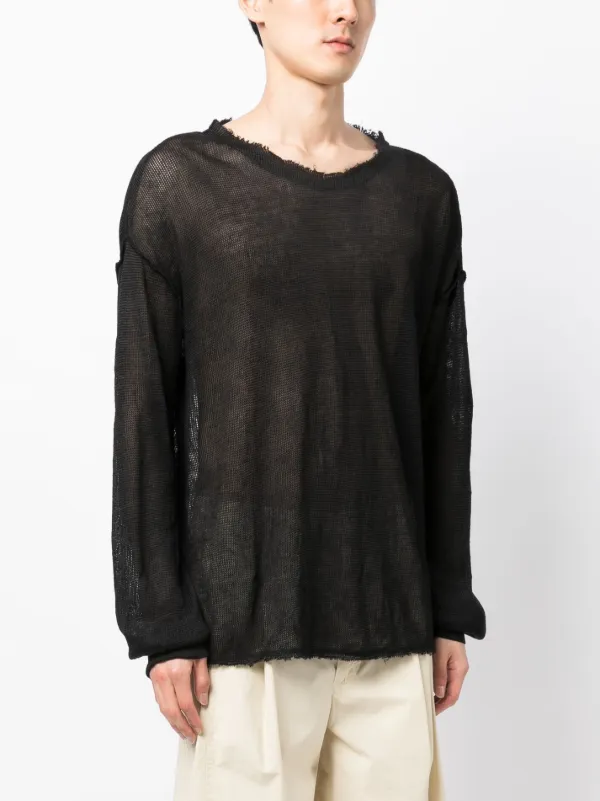 Taakk semi-sheer Linen Knitted Jumper | Black | FARFETCH