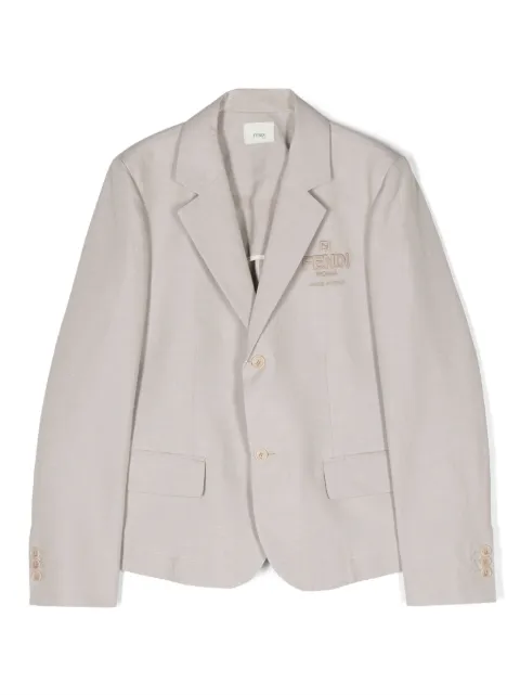 Fendi Kids blazer boutonné à logo brodé