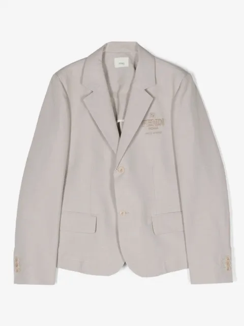 Fendi Kids blazer boutonné à logo brodé