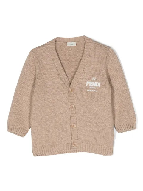 Fendi Kids cárdigan con logo estampado y cuello en V 