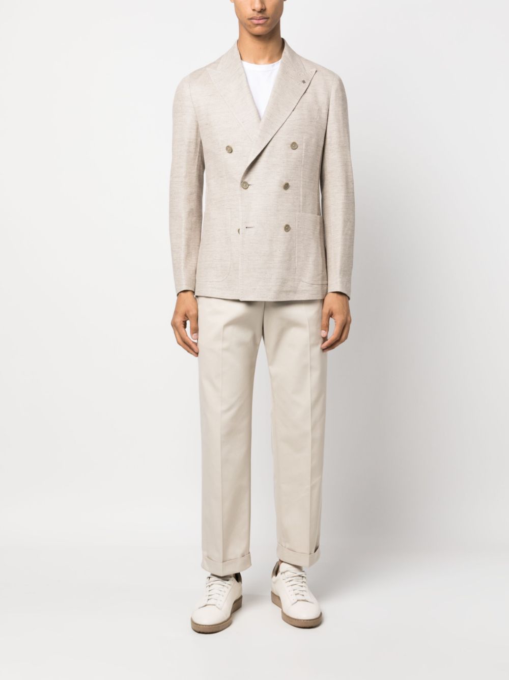 Tagliatore mélange-effect double-breasted blazer - Beige