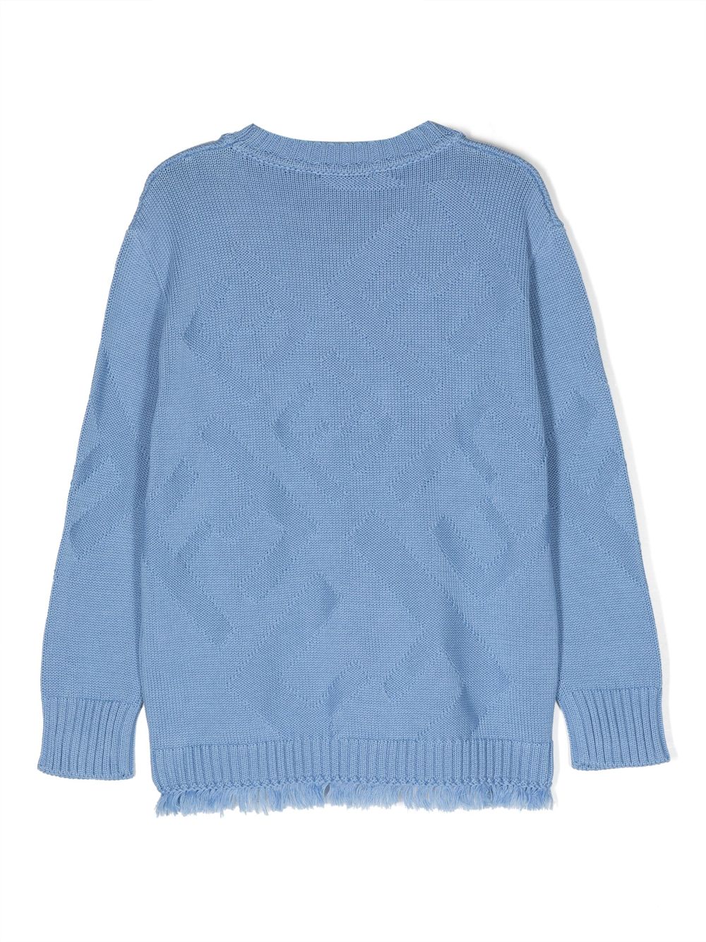Shop Fendi Ff-logo Print Cotton Jumper In Blue