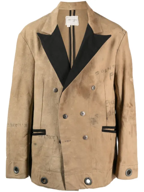 Greg Lauren abrigo con doble botonadura y estampado