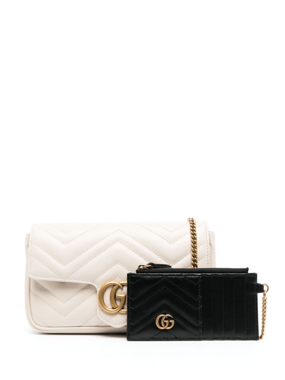 Gucci Gg Marmont Mini Chain Wallet Bag In 9053 White