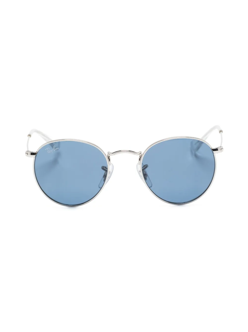 Ray-ban Junior Kids' Engraved-logo Round-frame Sunglasses In Blue