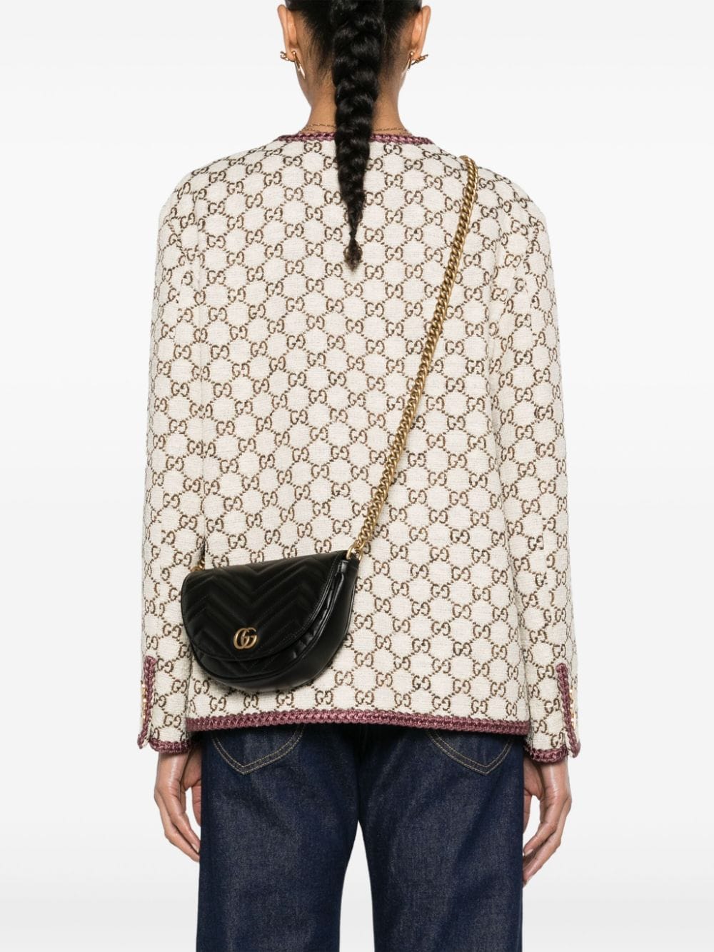 Shop Gucci Mini Gg Marmont Crossbody Bag In 1000 Black