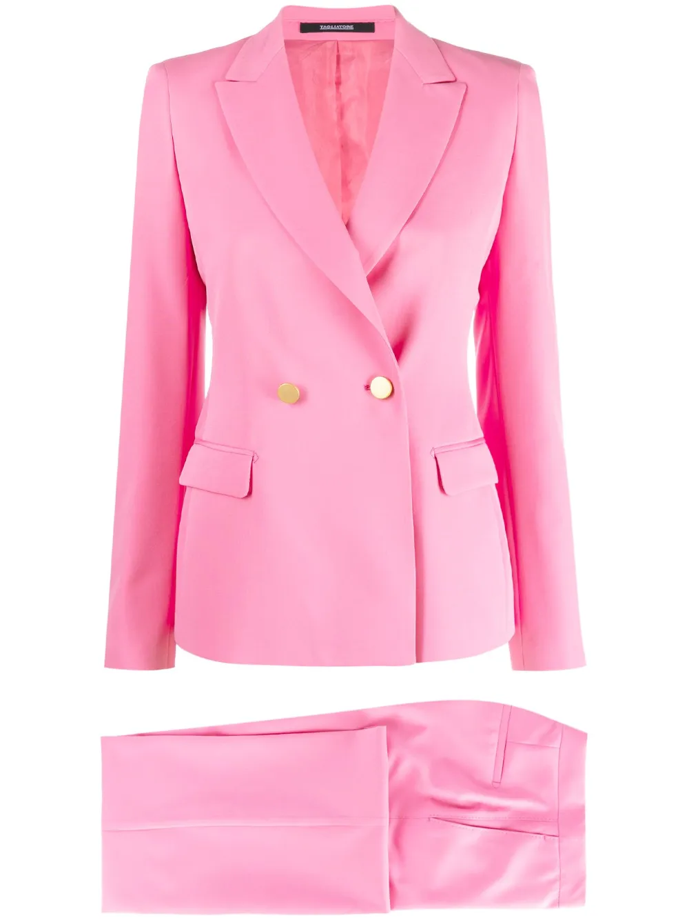 Tagliatore Flared Double-breasted Suit In Pink