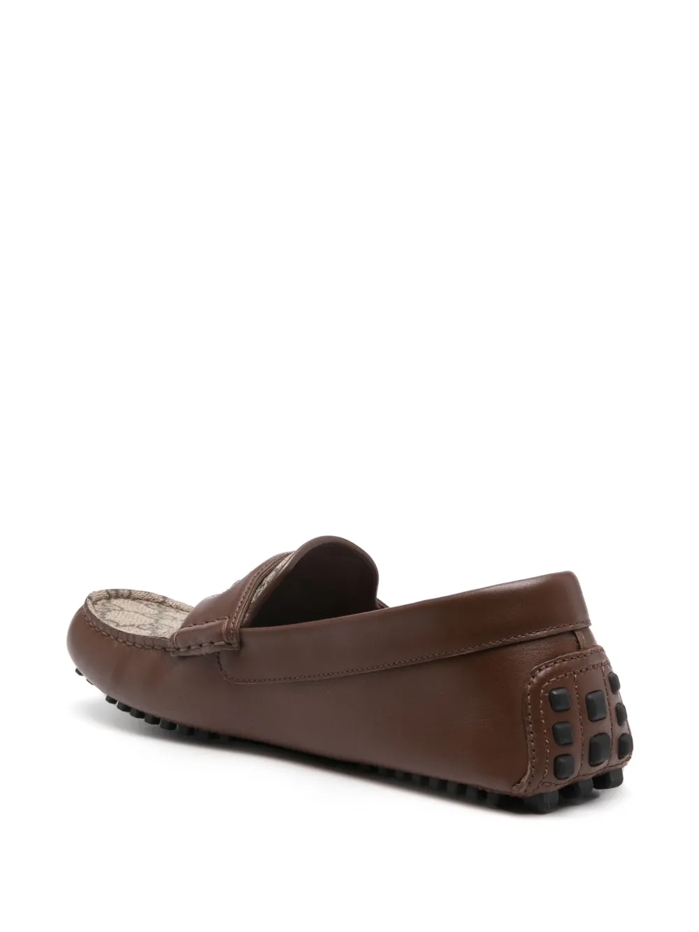  Gucci Interlocking G Leather Loafers - Brown 