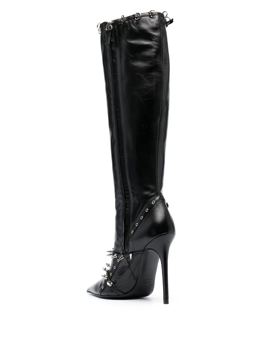 Shop Abra Spike-stud Knee-high Boots In Black
