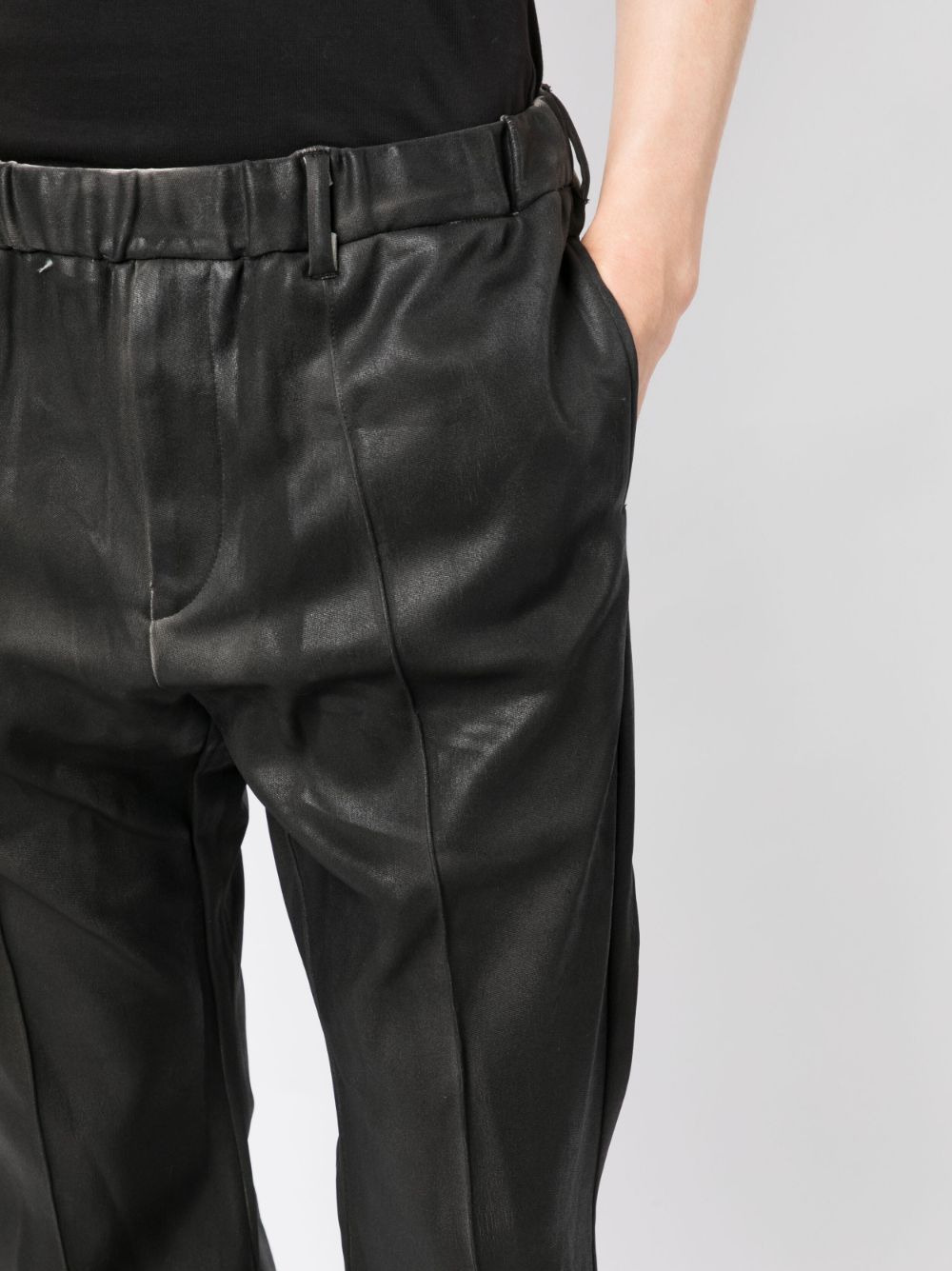 Shop Taakk Elastic-waist Straight-leg Trousers In Black