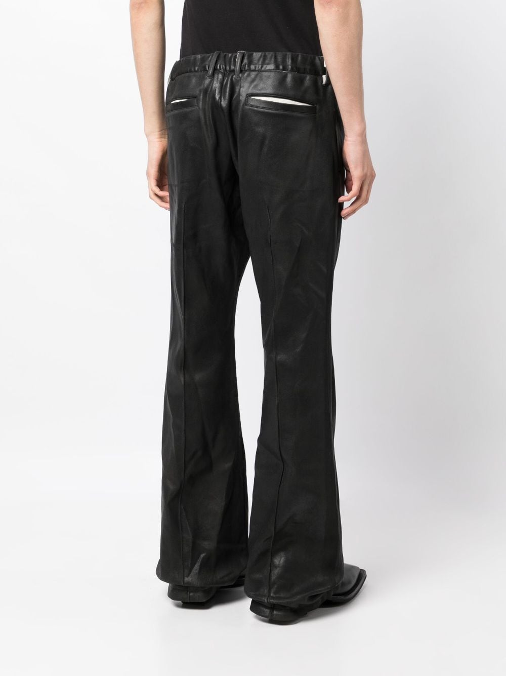 Shop Taakk Elastic-waist Straight-leg Trousers In Black