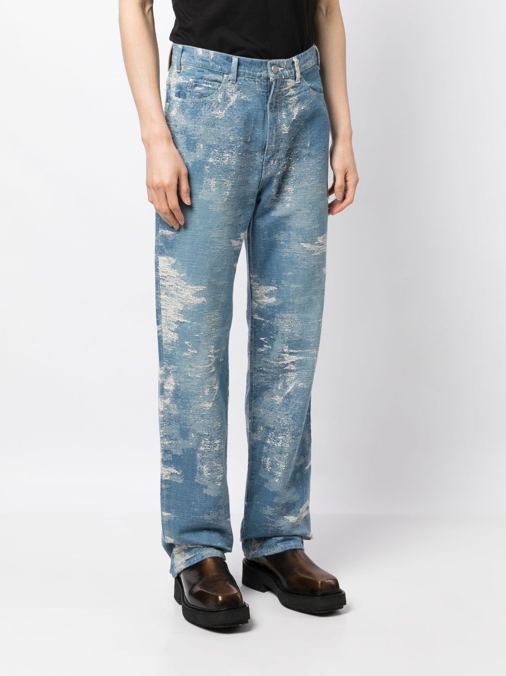 Taakk distressed-effect cotton straight-leg jeans - Blauw