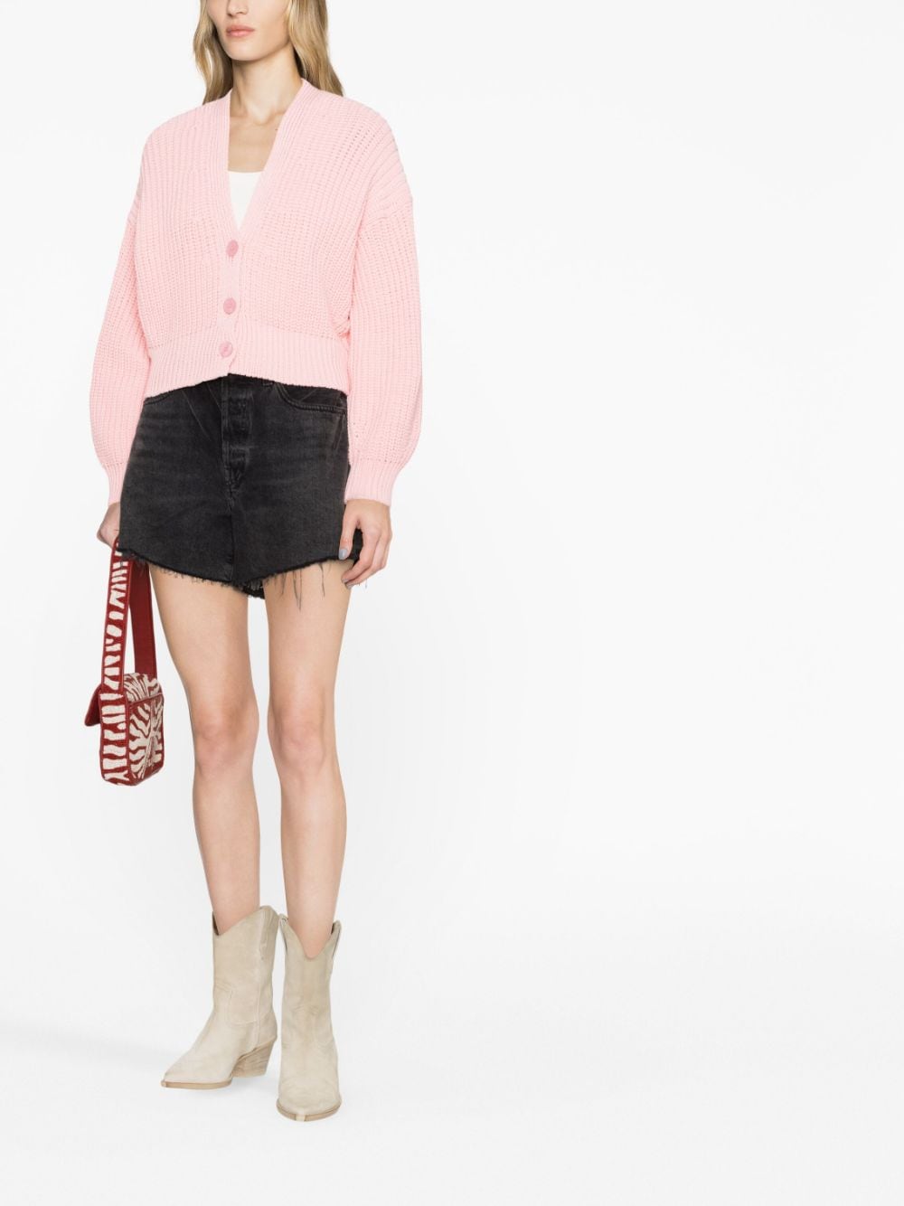 IRO Uberta oversized ribbed-knit cardigan - Roze