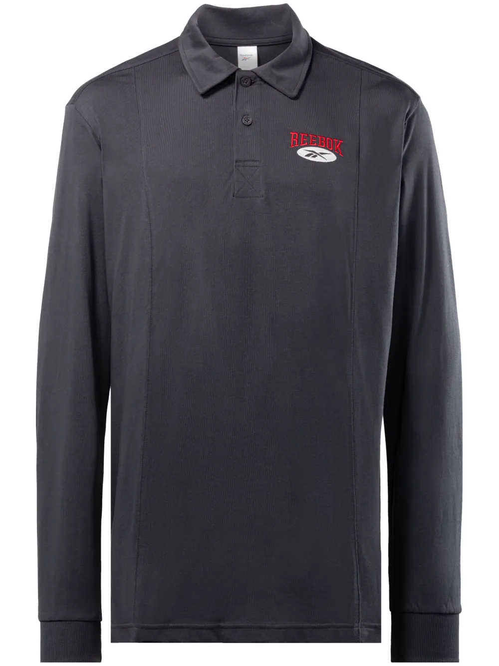 Reebok Logo-embroidered Cotton Polo Shirt In Grey