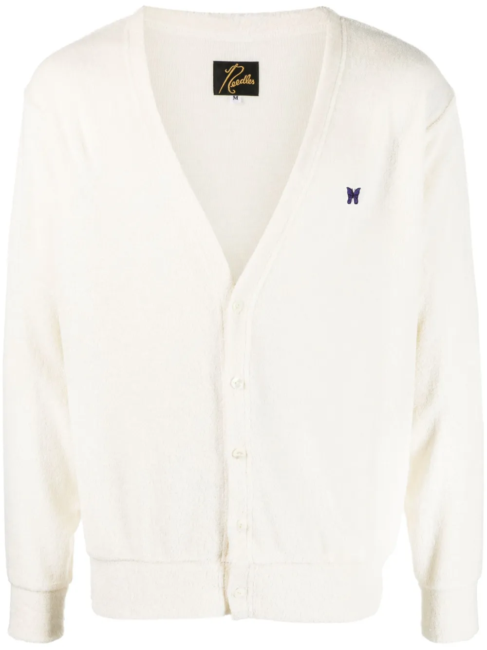 Needles Embroidered-logo V-neck Cardigan In White | ModeSens