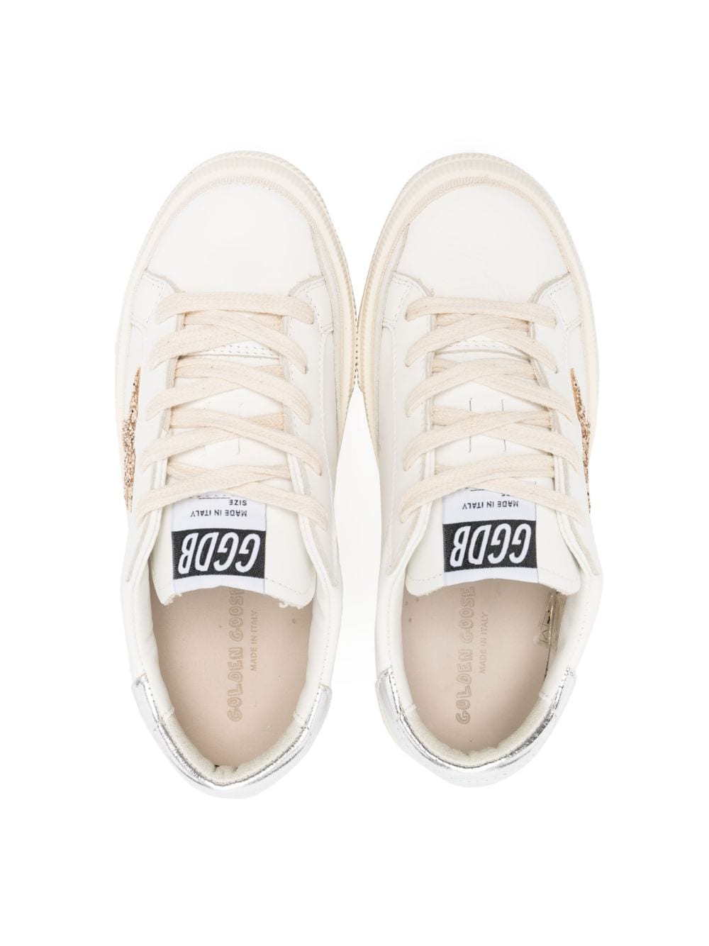 Shop Golden Goose Old School Glitter-star Sneakers In White