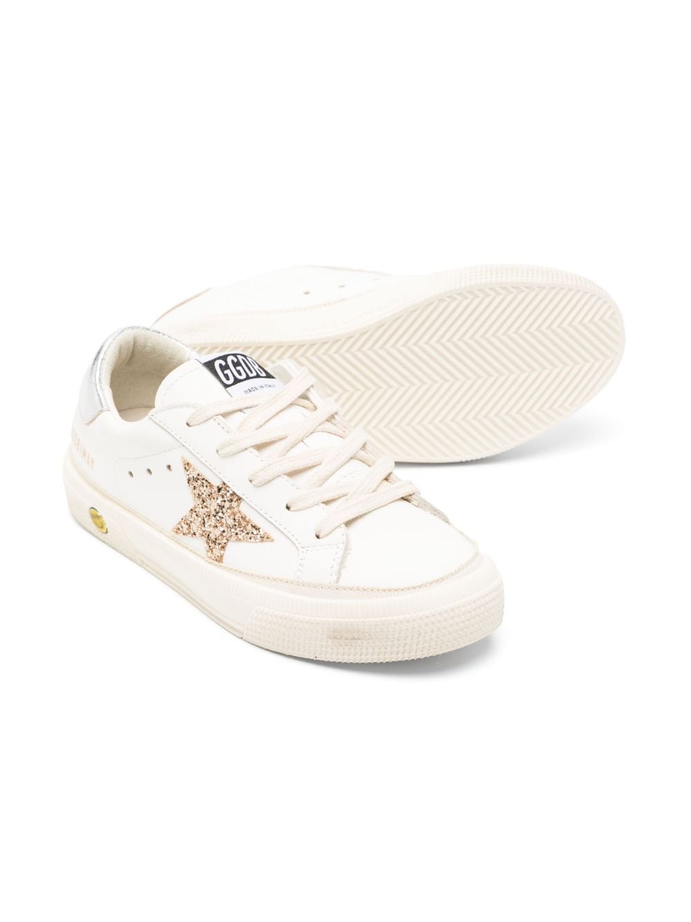 Shop Golden Goose Old School Glitter-star Sneakers In White