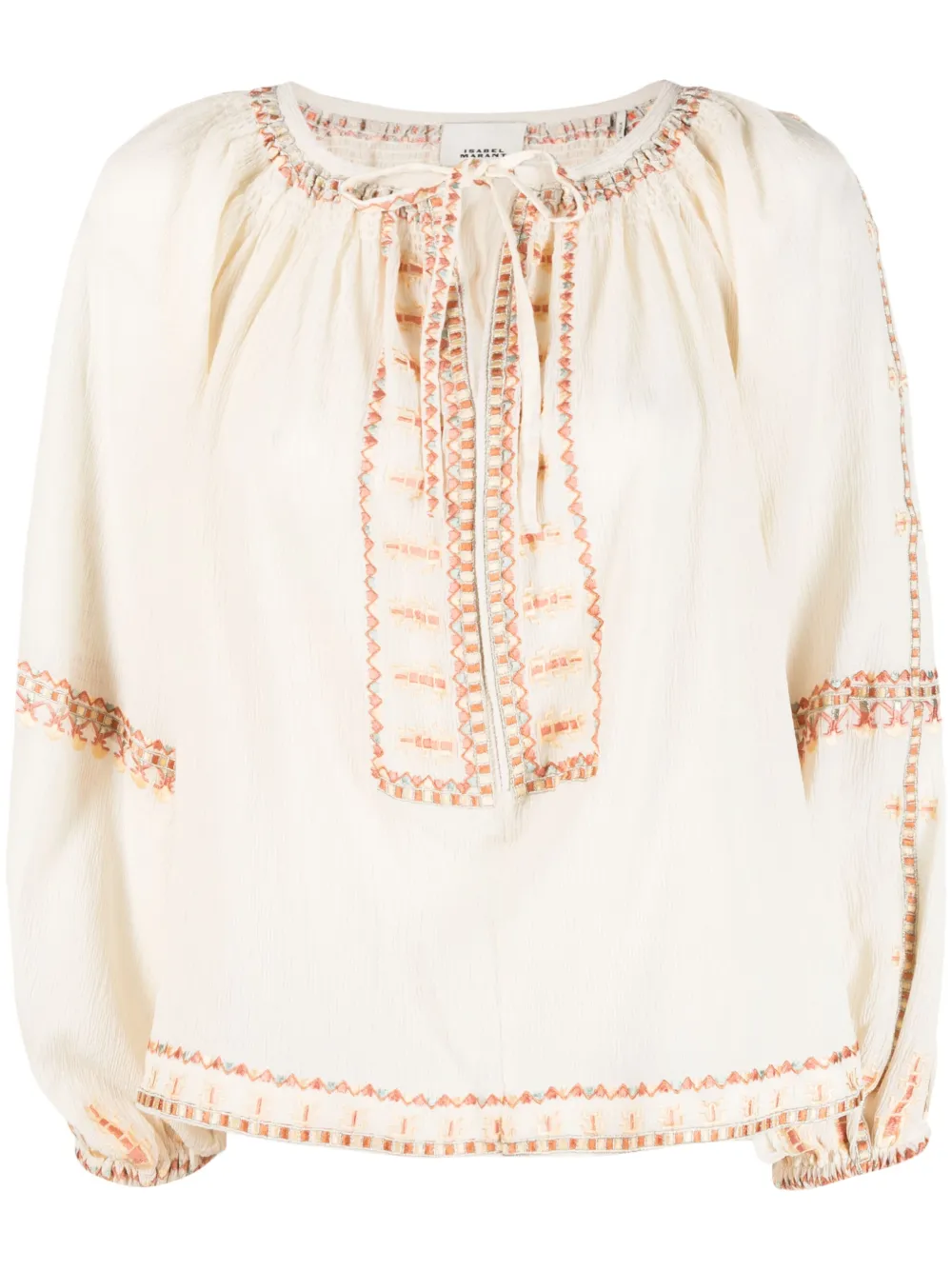 Isabel Marant Sequin-embellished Embroidered Blouse In Beige
